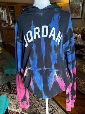 Jordan Tie-Dye Hoodie in Black, Blue & Pink